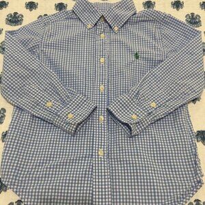 RALPH LAUREN POLO Button Down Blue Gingham Toddler Boys Shirt SZ 4T